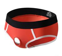 Men's Solid Color Cotton Underwear Briefs Featuring Front Ring Pouch Design and Strategic Hole Detail (XL Orange)