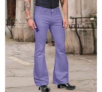 Men's Solid Color Flared Pants Fashion Casual Button Pocket Trousers | Regular Length Stretchy For Vacation Beach Cycling Yoga Holiday Summer Wear, Flared Pants For Women, Wide Leg