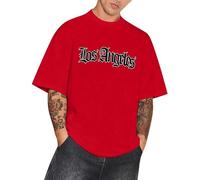 Men's Solid Color T-Shirt Short Sleeve Fashion Loose Round Neck Gym Sports Leisure Fitness Top Oversized T-Shirts Black Tshirt Mens Activewear Men Tops (Red,XL)