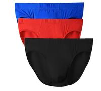 Men's Solid Colour Breathable Cotton Boxer Briefs Triangle Underpants Comfort Brief Underwear Stretch Underpant (Colorful 3-3pc,5XL)