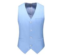Men's Solid Formal Waistcoat Formal/Leisure Satin Suit Vest Dress Vest for Suit or Tuxedo (L,Sky Blue)