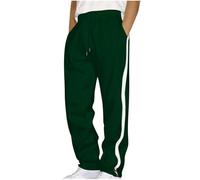 Mens Solid Joggers Sweatpants Stripe Loose Fit Lightweight Elastic Waist Tracksuit Bottoms Drawstring Casual Fashion Sports Running Trousers Green XXL