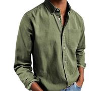 Mens Solid Oxford Shirt Lightweight Casual Cotton Button Down Shirt Mens Long Sleeve Button Down Dress Shirt Wrinkle Free Dress Shirt with Pocket Oxford Dress Shirts(Green,M)