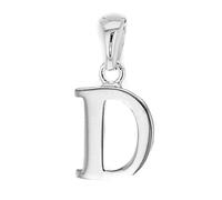 Mens Solid Sterling Silver Letter D Initial Pendant On A 18 Inch Black Leather Cord Necklace