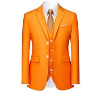 Men's Solid Suit Slim Fit Stylish Blazer for Wedding, Prom, Banquet (Orange,2XL)