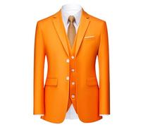 Men's Solid Suit Slim Fit Stylish Blazer for Wedding, Prom, Banquet (Orange,3XL)