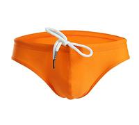 Mens Solid Swim Briefs Drawstring Shorts Trunks Bikini Briefs Sport Swimwear (UK, Alpha, XL, Regular, Regular, Orange)