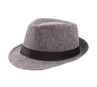 Mens Solid Vintage Panama Hat Bowler Hat Sun Hat with Black Band Classic Low Profile Short Brim Fedora Gentleman Bridegroom Wedding Hat Suit Essential Dark Gray One Size