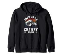 Mens Soon to be Grampy 2026 Retro Pregnancy Announcement Dad Zip Hoodie