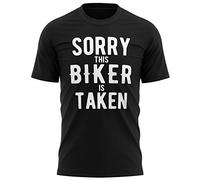 Mens Sorry This Biker is Taken T Shirt - Funny Valentines Day Motorcyclist Gifts for Him - Motorbike Rider Tee, S, Black