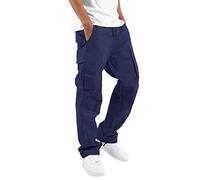 Mens Spandex Trousers Cargo Trousers for Men UK Strethcy Comfy Tactical Pants Breathable Athletic Walking Trousers Big and Tall Summer Pants(57-Navy,3XL)