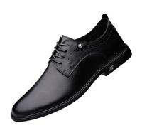 Mens Spanish Leather Oxfords Plain Toe Lace Up Dress Shoes for Business Casual and Professional Uniform Wear(9.5 UK) Black