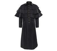 Men's Spiritual Costume - Steampunk Coat Men's Pastor Black Medieval Bishop Tailcoat with Button Victorian Court Frock Coat Retro Uniform Elegant Performance Clothing Carnival Halloween