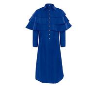 Men's Spiritual Costume - Steampunk Coat Men's Pastor Black Medieval Bishop Tailcoat with Button Victorian Court Frock Coat Retro Uniform Elegant Performance Clothing Halloween Costume