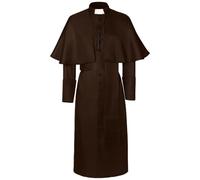 Men's Spiritual Jacket with Necklace, Gothic Pastor Coat, Men's Midi, Black Medieval Trench Coat with Buttons, Retro Victorian Court Frock Coat, Trendy Steampunk Uniform, Cosplay, Halloween Costume