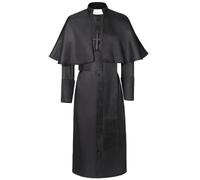 Men's Spiritual Jacket with Necklace, Gothic Pastor Coat, Men's Midi, Black Medieval Trench Coat with Buttons, Retro Victorian Court Frock Coat, Trendy Steampunk Uniform, Cosplay, Halloween Costume