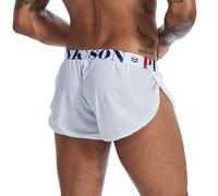 PINKY SENSON Men's Split Side Running Shorts Board Boxers Underwear Sleep Shorts, White, XL Short