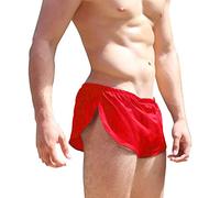 Men's Split Side Short Shorts Sexy Breathable Large Split Sides Mesh Athletic Shorts, Red, Large