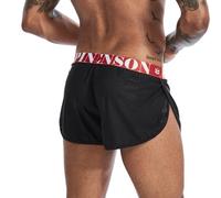 Men's Split Sides Running Shorts: Fitted Athletic Gear for Gym, Workout, and Yoga with Mesh Panels, Black, XXL Short
