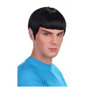 Mens Spock Style Black Space Man Wig Star Trek Fancy Dress Sci-Fi