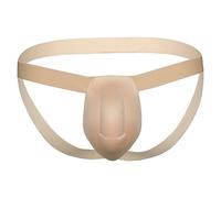 Men's Sponge Bulge Pouch G-String Low Waist Sponge Pads Enhanced Jockstrap T-Back Underwear Enhancing Panties (Complexion,XL)