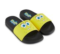 Mens Spongebob Squarepants Slide Sandals - Spongebob Shoes - Spongebob, Patrick, Squidward, Sandy, Mr. Krabs Slides, Black Yellow, 12-13