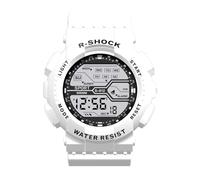 Men's Sport Fashion Wrist LCD Stopwatch Date Watch Rubber Digital Boy Men's Watch Big and Tall Watches Large Wrist Men (White, One Size)