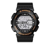 Men's Sport Fashion Wrist LCD Stopwatch Date Watch Rubber Digital Boy Men's Watch T49905 (Gold, One Size)