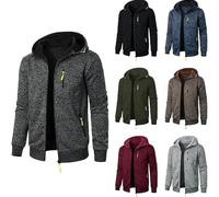 Mens Sport Hoodies Zip Up Mens Winter Hoodie Jacket Long Sleeve Fleece Sweatshirts Warm Hooded Jacket Solid Colour Casual Gym Workout Pullover With Zipper Pockets Full Zip Hooded Top
