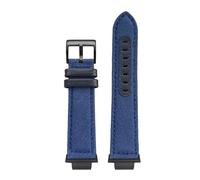 Men's Sport Modified Nylon Canvas Bottom cowhide Watch Strap Fit for Casio GM-2100/GA-2100(Blue-black)
