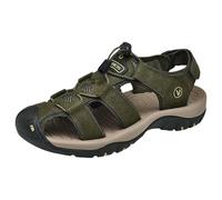 Men's Sport Sandals Closed Toe Leather Athletic Lightweight Slip-On Walking Casual Sandals Outdoor Hiking (Green, 9)