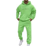 Mens Sport Set 2 Pieces Athletic Full-Zip Multi-Print Tracksuits Sports Casual Sweat Suit Slim Fit Warm Up Two-Piece Set Jogger Sets Gym Tracksuit Mens Full Set Christmas (Green, L)