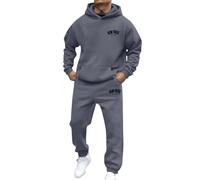 Mens Sport Set 2 Pieces Gym Jogging Top Bottoms Joggers Workout Fitness Running Sweat-Suits Sportswear Set with Zip Pockets Track Suits Lapel Activewear Sweatsuits Christmas (Dark Gray, M)