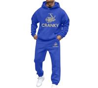 Mens Sport Set 2 Pieces Long Sleeve Beach V-Neck Button Down Shirts Summer Vacation Loose Yoga Pant with Pockets Big and Tall Sweatsuits for Men Activewear Sets Christmas (Blue, L)