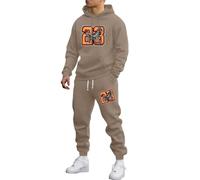Mens Sport Set 2 Pieces Long Sleeve Henley Shirts Casual Beach Pants with Pockets Summer Yoga Outfits Sport Suit Casual Running Sport Sweat Activewear Suit Christmas (Brown, XXL)