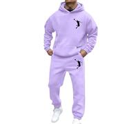 Mens Sport Suits 2 Piece Set Camouflage Fleece Army Hooded Hood Top Joggers Bottom Tracksuit Sweatsuit Jogging Sweatpants Set Two Piece Sweatsuit Sport Lounge Wear Holiday Clothing (Light Purple, M)