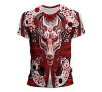 Men's Sport T-Shirt Fox Wofl 3D Printed Tee Shirt Casual Vintage Crew Neck Short Sleeve Pullover Summer Tops