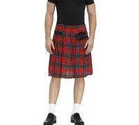 Men's Sport Utility Kilt Retro Battle Skirt Traditional Highland Tartan Dress Scotland Gothic Scottish Clothing Gothic Cargo Pleated Skirt Red