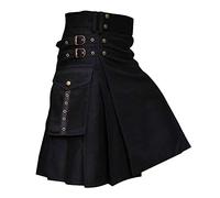 Men's Sport Utility Kilt Traditional Scottish Plaid Kilt Regular Tartan Kilts Vintage Scottish Skirt Kilt Gothic Punk Scottish Festival Kilt Black