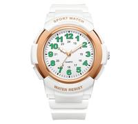 Men's Sport Watch Student Quartz Watch with Big Numbers Lightweight Waterproof Wristwatch for Men Stylish Durable Sports Watch for Young Men Women Students Unisex (White Rose Gold)