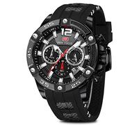 Mens Sport Watches Military Waterproof Multifunction Chronograph Watch Luminous Silicon Strap Casual Watches for Men Fashion Business Wrist Watch Clock, A2-Black
