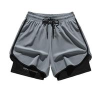 Mens Sports Shorts Casual Activewear Running Quick Dry Training Stretch Solid Lightweight Drawstring Elasticated Waist Chino Shorts Classic Fit Comfort Pants Outdoor Gray