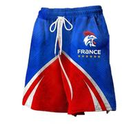 Men's Sports Shorts Casual Comfortable Trendy French Print European National Day Breathable Lightweight Casual Shorts, blue, L