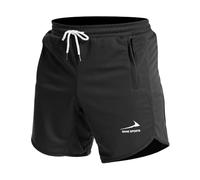 Men's Sports Shorts Running Gym Training Shorts with Zipper Pockets Black/with Towel Loop S