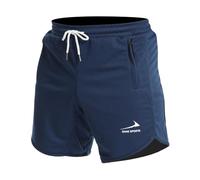 Men's Sports Shorts Running Gym Training Shorts with Zipper Pockets Navy Blue/with Towel Loop S