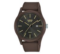 Mens Sports Solar Watch with Brown Silicone Strap & Brown and Gold Face
