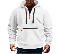 Mens Sports Sweatshirts Mens Half Zip Fleece With Pockets Long Sleeve Hoodies Oversized Hooded Sweatshirt Cuff Drawstring Hoodies Thickened Warm Pullover Outdoor Sweater Loose Fit Pullovers