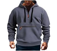 Mens Sports Sweatshirts Mens Half Zip Fleece With Pockets Long Sleeve Hoodies Oversized Hooded Sweatshirt Cuff Drawstring Hoodies Thickened Warm Pullover Outdoor Sweater Loose Fit Pullovers