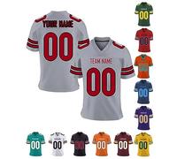 Mens Sports T-Shirt Custom American Football Jersey Personalised or Blank Quick Drying Breathable Short Sleeve for Kids Women, S~7XL