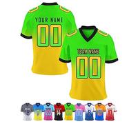 Mens Sports T-Shirt Custom American Football Jersey Personalised or Blank Quick Drying Breathable Short Sleeve for Women Kids, Green, S~7XL